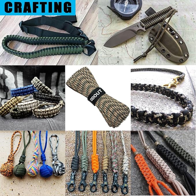 Paracord Nylon Rope Camo 50ft with 7-Strand Core, 10 Colors and 50/100/200 ft, Type III Parachute Cord 4mm for Camping, Survival, Hiking, DIY, Crafting, Outdoor Utility Rope