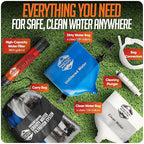 Gravity Water Filtration System – 2 High Capacity Lightweight Hanging Bags for Backpacking, Camping, Survival, Hiking, Hunting - Dirty, Clean Water Bags, Water Filter and Cleaning Plunger Included