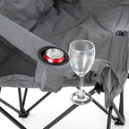 ARROWHEAD OUTDOOR Portable Folding Double Duo Camping Chair Loveseat w/ 2 Cup & Wine Glass Holder, Carrying Bag, Supports up to 500lbs