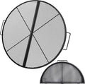 Lineslife X-Marks Fire Pit Cooking Grill Grates Portable, Heavy Duty Folding Round Campfire Grill Grate, Firepit Grill Grate with Handles for Outdoor BBQ Picnic, Black 30 Inch