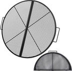Lineslife X-Marks Fire Pit Cooking Grill Grates Portable, Heavy Duty Folding Round Campfire Grill Grate, Firepit Grill Grate with Handles for Outdoor BBQ Picnic, Black 30 Inch