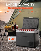 12 Volt Refrigerator, 64 Quart Electric Cooler, Car Fridge 12V/24V DC 100~240V AC, Portable Freezer -4℉~68℉, APP Control, Portable 12V Refrigerator Fridge for Truck, RV, Camping,Travel