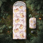 Colorful Bow Sleeping Bag, 3 Season Warm Cool Weather, Hand Drawn Bow Camping Sleeping Bag for Adult, Cute Bowknot Camping Backpacking for Outdoor Traveling Hiking Hunting Gear Equipment