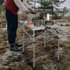 RedSwing Portable Grill Table for Outside, Aluminum Folding Grill Stand Table for Outdoor Camping Picnic BBQ, Lightweight Adjustable Height, 24"x24"x9.8"/27" Sliver
