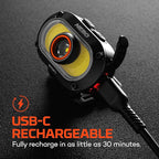 NEBO MYCRO 550+ Rechargeable Headlamp | 550 Lumens, 7 Light Modes, Water Resistant, Detachable Hat Clip, Super Bright Head Lamp for Camping & Hiking, Includes USB Charging Cable – Gray