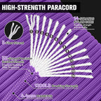 1200 Paracord Rope - 4.4mm 14 Strand Nylon Parachute Spool para Cord Lanyard for Outdoor Camping Survival Utility Tent Crafting DIY Projects Fishing Clothsline Bracelet - Purple 500FT