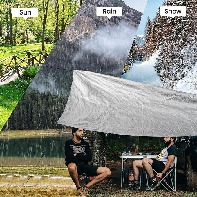 TICONN Heavy Duty Tarp Cover, Extra Thick Tarps Waterproof Tear and Rip Proof UV Resistant Tarpaulin with Reinforced Grommets and Edges (10 Mil, 10'×10')
