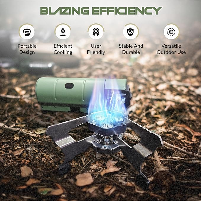 Roamix 17,700 BTU Foldable Butane Camping Stove – 5,200W Portable Gas Burner with Carrying Bag for Outdoor Cooking, Backpacking & Emergency Use
