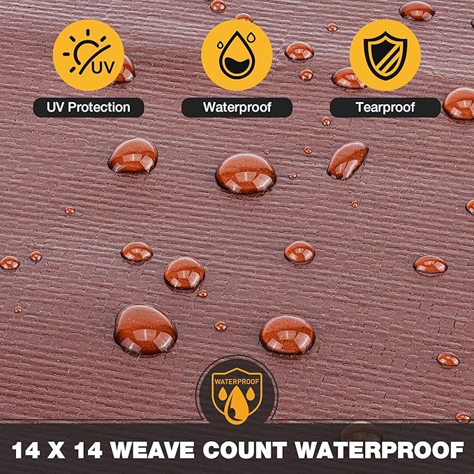 Tarp 6x8FT, 16 Mil Heavy Duty Large Tarps, Waterproof Tarp with Brass Grommets and Reinforced Edges, UV Resistant, Tear&Fade Resistant Poly Tarp for Outdoor Camping Pool Car Tent