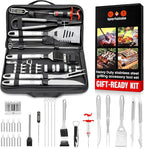 SpartaSake Premium Stainless Steel BBQ Grilling Accessories with Steel Handles - Barbecue Gill Accessories Set for Blackstone Griddle - Outdoor Camping Grill Set for BBQ for Dad Men Women (24-Pack)