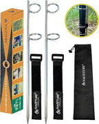 NACETURE Flag Pole Anchors 2 Pack - Grass Umbrella Anchors Stand - Heavy Duty Stainless Steel 304 Steel Pole Holder Ideal as Camping Tent Holder, Sand Auger, Telescoping Tarp Poles