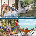 Tranquillo Combo x2 Hammocks with Stand for Outside & Tree Straps, Heavy Duty Hammock with Stand 600lbs for Indoor Outdoor Patio Backyard, x2 Hammocks for 2 Person, Portable Carrying Bags, Aegean