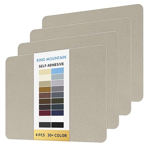 KING MOUNTAIN Canvas Repair Patch 9 x11 Inch 4 Pcs Self-Adhesive Waterproof Fabric Patch for Sofas, Tents, Furniture,Tote Bags, Car Seats (Grey2.0)