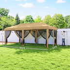 Outsunny 10' x 20' Pop Up Canopy Tent with Netting, Heavy Duty Instant Sun Shelter, Large Tents for Parties with Carry Bag for Outdoor, Garden, Patio, Beige