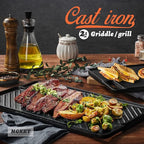 1-Piece 16.50 Inch Cast Iron Griddle Plate | Reversible Pre-Seasoned Cast Iron Grill Pan for Gas Stovetop | Double Sided Used on Open Fire & in Oven | Pre-Coated With Oil