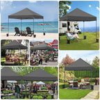 Yaheetech Canopy Tent, Commercial Instant Heavy Duty Canopy, 500D Waterproof Adjustable Tent with Wheeled Carry Bag, 4 Sandbags and 4 Stakes (10x10, Dark Gray)