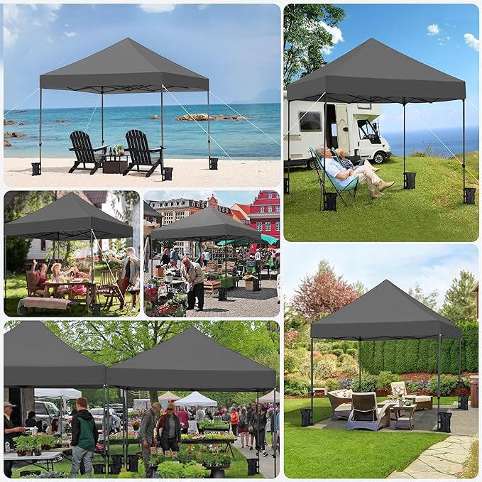 Yaheetech Canopy Tent, Commercial Instant Heavy Duty Canopy, 500D Waterproof Adjustable Tent with Wheeled Carry Bag, 4 Sandbags and 4 Stakes (10x10, Dark Gray)