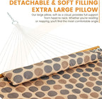 Lazy Daze Hammocks 12FT Quilted Fabric Hammock with Soft Pillow, Double 2 Person Tree Hammock with Spreader Bar for Outside Patio Poolside Backyard Beach, 450 lbs Capacity, Amber Dots