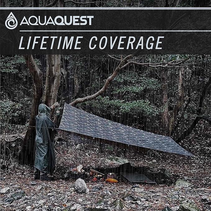 AquaQuest Safari Tarp – Lightweight Waterproof (5,000mm) Seam-Taped Ripstop Rain Fly for Backpacking, Thru-Hiking & Hammock Camping