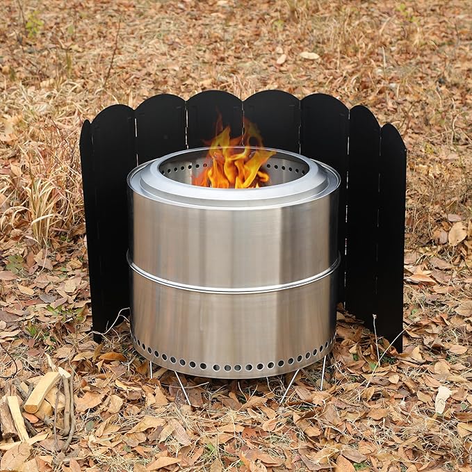 Lineslife 23.6" Extra Tall Camping Stove Windscreen, 8-Panel Heavy-Duty Folding Windshield for Butane/Propane Burners & Grills, Portable with Carry Bag (Camping Hiking)