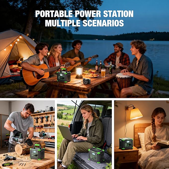 330W Portable Power Station, 288.6Wh Solar Generator with 60W USB-C PD Output, 110V Pure Sine Wave AC Outlet, 5W Wireless Charging, 330W Backup Lithium Battery for Outdoor Camping Travel Hunting