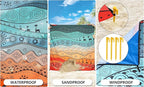 Beach Blanket Waterproof Sandproof Extra Large Beach Mat 79" X 83"/120"x108"for 1-8 Adults Quick Drying Durable Outdoor Picnic Mat for Beach Travel Camping Hiking