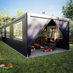 EROMMY Outdoor Party Tent 10x30 FT, Waterproof PE Canopy with 6 Removable Sidewalls and 2 Zipper Doors for Weddings, Events, Backyard Parties, Blue