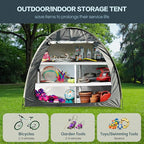 Bike Storage Tent, Anti-Dust Waterproof Bicycle Tent, Portable Bike Storage Tent for 3-4 Bikes, Foldable Bike Shelter for Garden, Camping, Outdoor - Grayish Green
