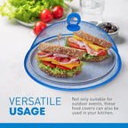 Metal Mesh Screen Food Cover Tent Umbrella, 10.75 inch, Reusable Outdoor Picnic Food Covers Mesh, Food Cover Net Keep Out Flies, Bugs, Mosquitoes (3 Pack, Green Blue Red)