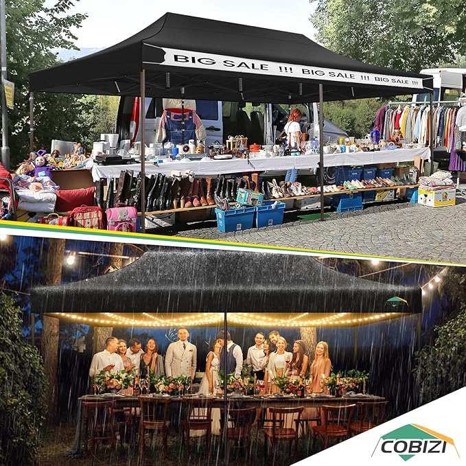COBIZI 10x20 Pop up Canopy Without Sidewall Heavy Duty Commercial Outdoor Gazebo Easy Up Wedding Party Tents for Parties with Roller Bag, All Season Wind & Waterproof UPF50+(Upgrade Hexagonal Tube)