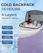 BAGLHER Lightweight Insulated Cooler Backpack - 30 Cans, Leak-Proof for Lunch, Picnic, Hiking, Camping Trips