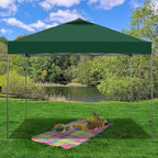 GDY 10x10 Pop Up Canopy Tent with Vents, 3 Adjustable Height, Outdoor Canopy with 4 Sandbag,Patio Sun Shade for Events, Parties, Camping, (Green).