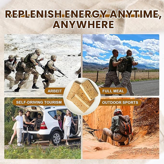 Emergency Food Supply - Honey Butter Hardtack, Mre Meals Military 2025, Emergency Meals Survival Bars, Camping Hiking Survival Food High Calorie Bars, 12 Count, Long Shelf Life