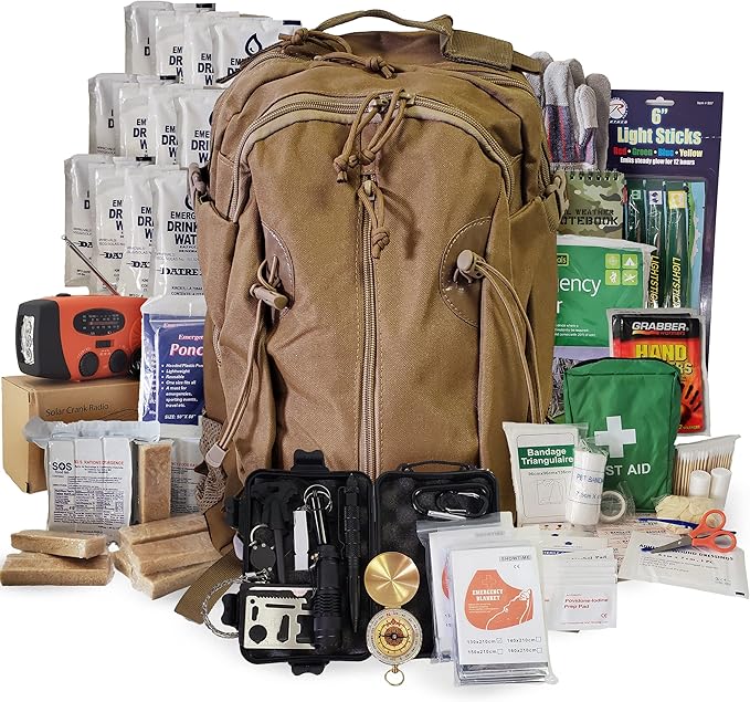 2 Person Emergency Kit/Survival Backpack for 72 Hours for Natural Disasters, Hurricanes, Emergency or Bug Out Situations