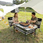 KingCamp Folding Camping Table, Aluminum Roll-Up Camp Table, Large Foldable Table for 4-6 Person, Outdoor Portable Tables with Carry Bag, 180 LBS Heavy Duty Load (Silver+Mesh：53.5" × 27.5")