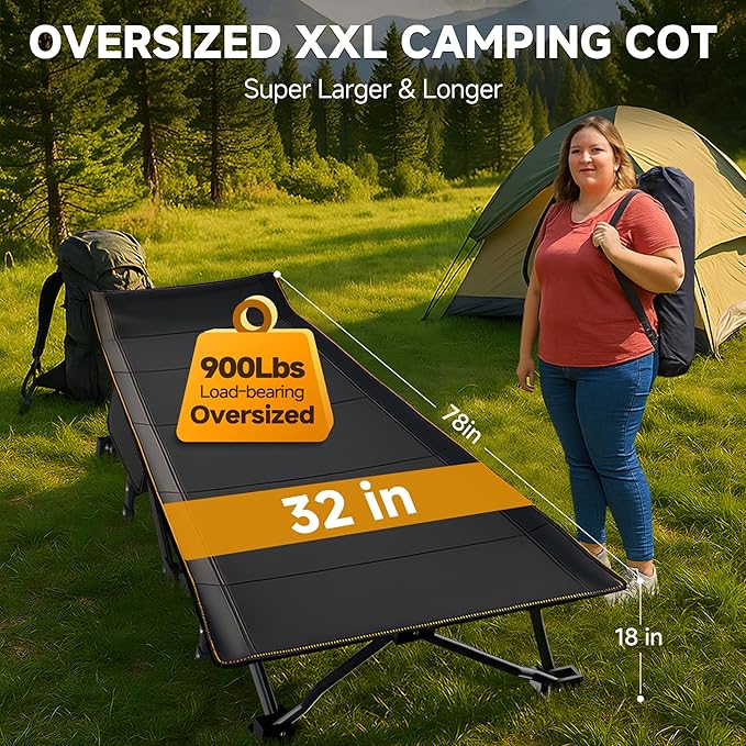 ABORON Heavy-Duty Folding Guest Bed for Adults, 500lb Capacity, Portable Extra Cot with 1211D Double Layer, Ideal for Indoor Guest Stays & Temporary Home Use