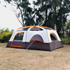 KTT Extra Large Tent 10-12-14 Person(A),Family Cabin Tents,2 Rooms,3 Doors and 3 Windows with Mesh,Straight Wall,Waterproof,Double Layer,Big Tent for Outdoor,Picnic,Camping,Family Gathering