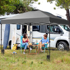 GDY 12x12 Pop Up Canopy Patio Carpas, One Push Set up with Central Lock Canopy with Wheeled Carry Bag, Included 4 Sandbaogs,8 Stakes and 4 Ropes, Gray