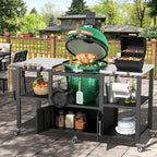 MUPATER 65" L × 24" D × 33" H Outdoor Grill Table, Movable Stainless Steel Grill Cart for Large Big Green Egg, Multi-Purpose Versatility Kitchen Cooking Prep Table BBQ Cart for Party, Camping