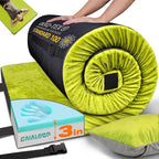3 Inch Memory Foam Camping Mattress, Dual Layer Thick Sleeping Camp Pad for Car Tent Cot, Roll-Up Portable Glamping Floor Bed for Guests Sleepover