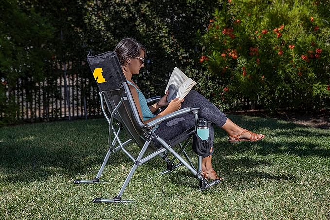 Picnic TIME NCAA Unisex-Adult NCAA Outdoor Rocking Camp Chair, XL Heavy Duty Camping Chair for Adults