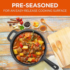 Commercial Chef 2-Qt. Saucepan with Lid, Pre-Seasoned Cast Iron, Integrated Handles, Works on All Cooktops Including Induction, Outdoor Skillet for Campfires or Grills, CHCI20