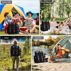 Picnic Backpack for 2 Person with Large Insulated Cooler Bag, Picnic Basket Set with Wine Pouch, Waterproof Picnic Blanket & Cutlery Set. Perfect for Camping, Party,Wedding Gift for Couple.2P-Black