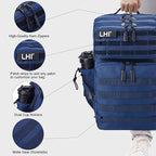 LHI Military Tactical Backpack for Men and Women 45L Army 3 Days Assault Pack Bag Large Rucksack with Shoe Compartment - Black and White