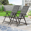 Domi Folding Patio Chairs Set of 2, Aluminium Frame Reclining Sling Lawn Chairs with Adjustable High Backrest, Patio Dining Chairs for Outdoor,Porch,Balcony (Double-Layered Textilene Fabric)