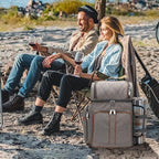 Picnic Backpack for 4, Picnic Basket Set, Leakproof Picnic Bag, Beach Cooler Backpack with Insulated Cooler Wine Pouch,Picnic Blanket, Double Deck Picnic Backpack for Beach,Camping,Park(BrushedKhaki)