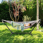 ONCLOUD 9 FT Hammock Stand Only, Heavy Duty Adjustable Indoor Outdoor Space Saving Steel Stand with Carrying Case, Universal Hammock Stand with 450 Pounds Capacity for Garden (Black)
