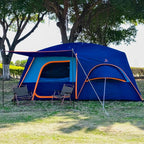 KTT Extra Large Tent 10-12-14 Person(B),Family Cabin Tents,2 Rooms,3 Doors and 3 Windows with Mesh,Straight Wall,Waterproof,Double Layer,Big Tent for Outdoor,Picnic,Camping,Family Gathering
