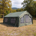 Coody Inflatable Canvas Camping Tents with Stove Jack – Premium Air Beam Family Glamping Tent, Breathable Cotton Canvas, Fast Setup Air Tent with Pump