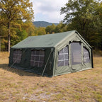 Coody Inflatable Canvas Camping Tents with Stove Jack – Premium Air Beam Family Glamping Tent, Breathable Cotton Canvas, Fast Setup Air Tent with Pump